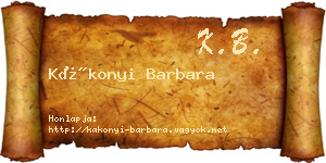 Kákonyi Barbara névjegykártya
